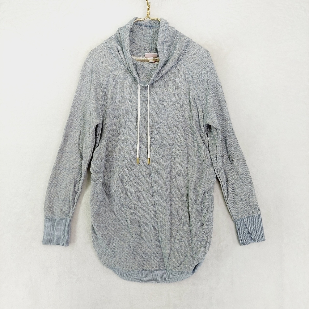 Ingrid & Isabel Gray Funnelneck Tie Pullover Heather Sweater 1018